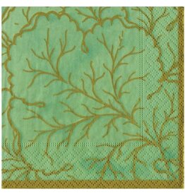 Caspari Paper Cocktail Napkins 20ct Gilded Majolica Celadon