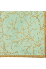 Caspari Paper Cocktail Napkins 20ct Gilded Majolica Celadon