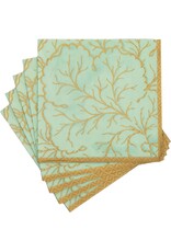 Caspari Paper Cocktail Napkins 20ct Gilded Majolica Celadon