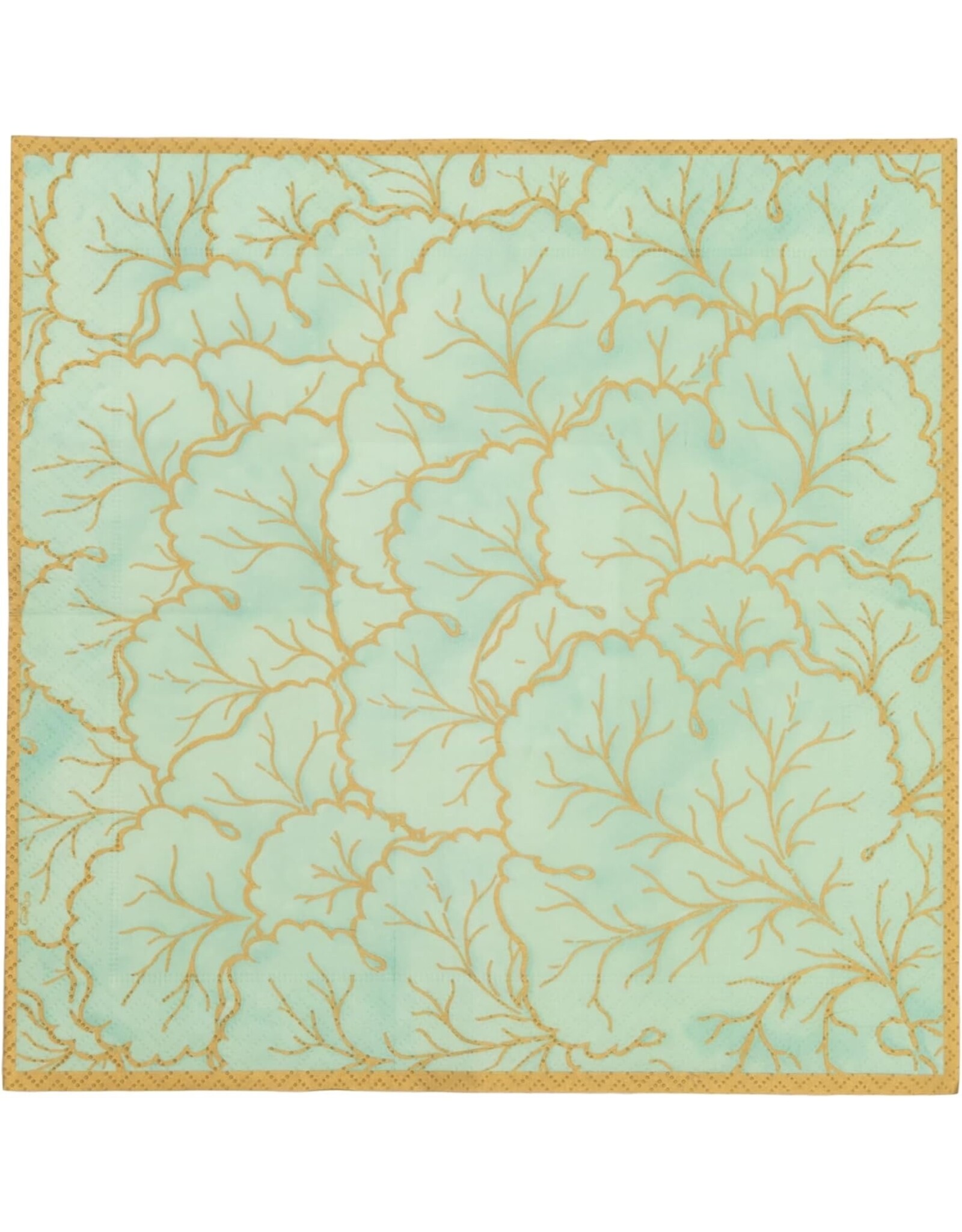 Caspari Paper Cocktail Napkins 20ct Gilded Majolica Celadon