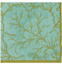 Caspari Paper Cocktail Napkins 20ct Gilded Majolica Saltwater