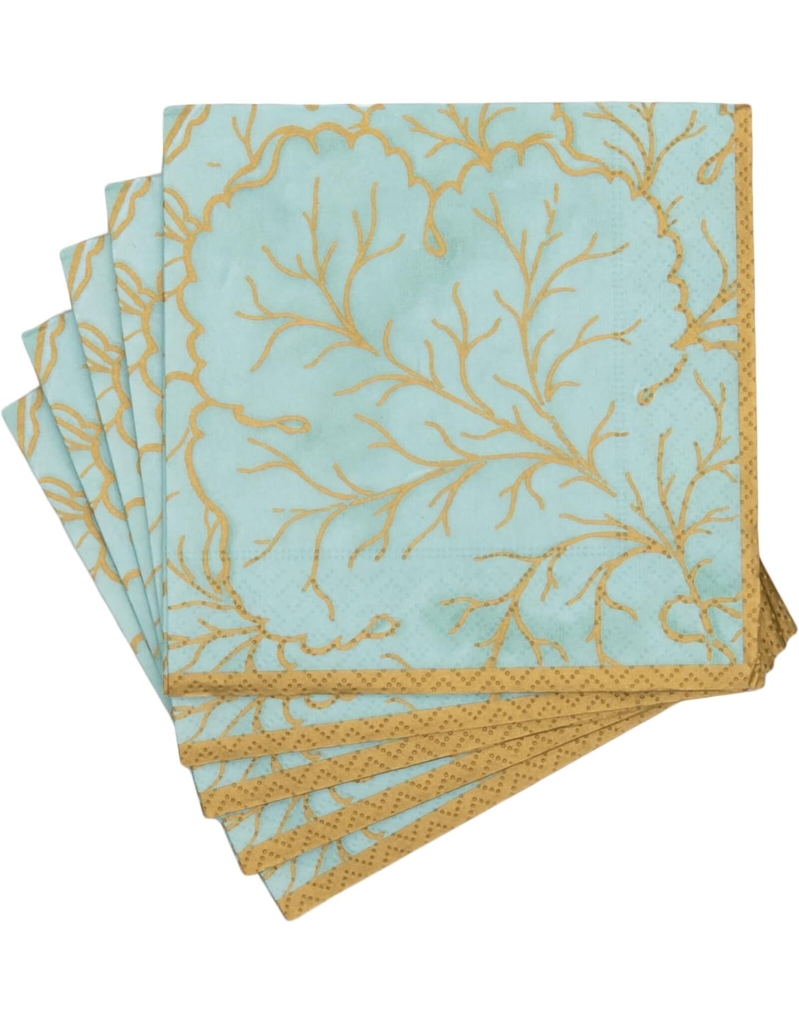 Caspari Paper Cocktail Napkins 20ct Gilded Majolica Saltwater