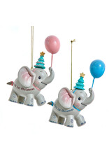 Kurt Adler Baby’s 1st Christmas Elephant w Balloon 2 Assorted