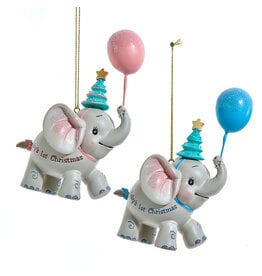 Kurt Adler Baby’s 1st Christmas Elephant w Balloon 2 Assorted