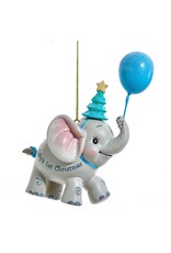 Kurt Adler Baby’s 1st Christmas Elephant w BLUE Balloon