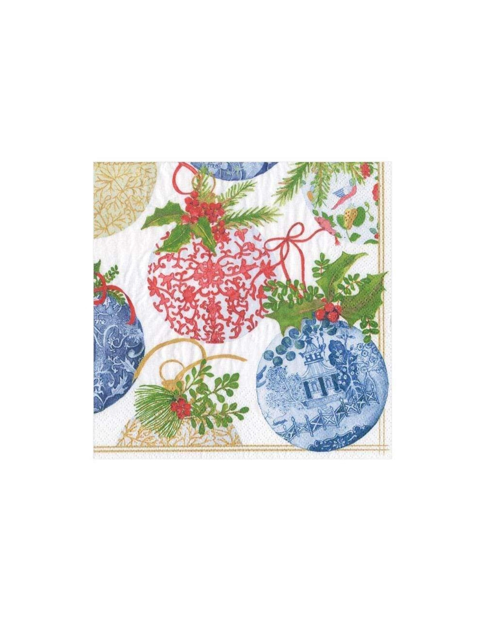 Caspari Christmas Paper Cocktail Napkins 20pk Porcelain Ornaments