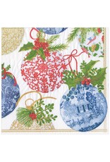 Caspari Christmas Paper Cocktail Napkins 20pk Porcelain Ornaments