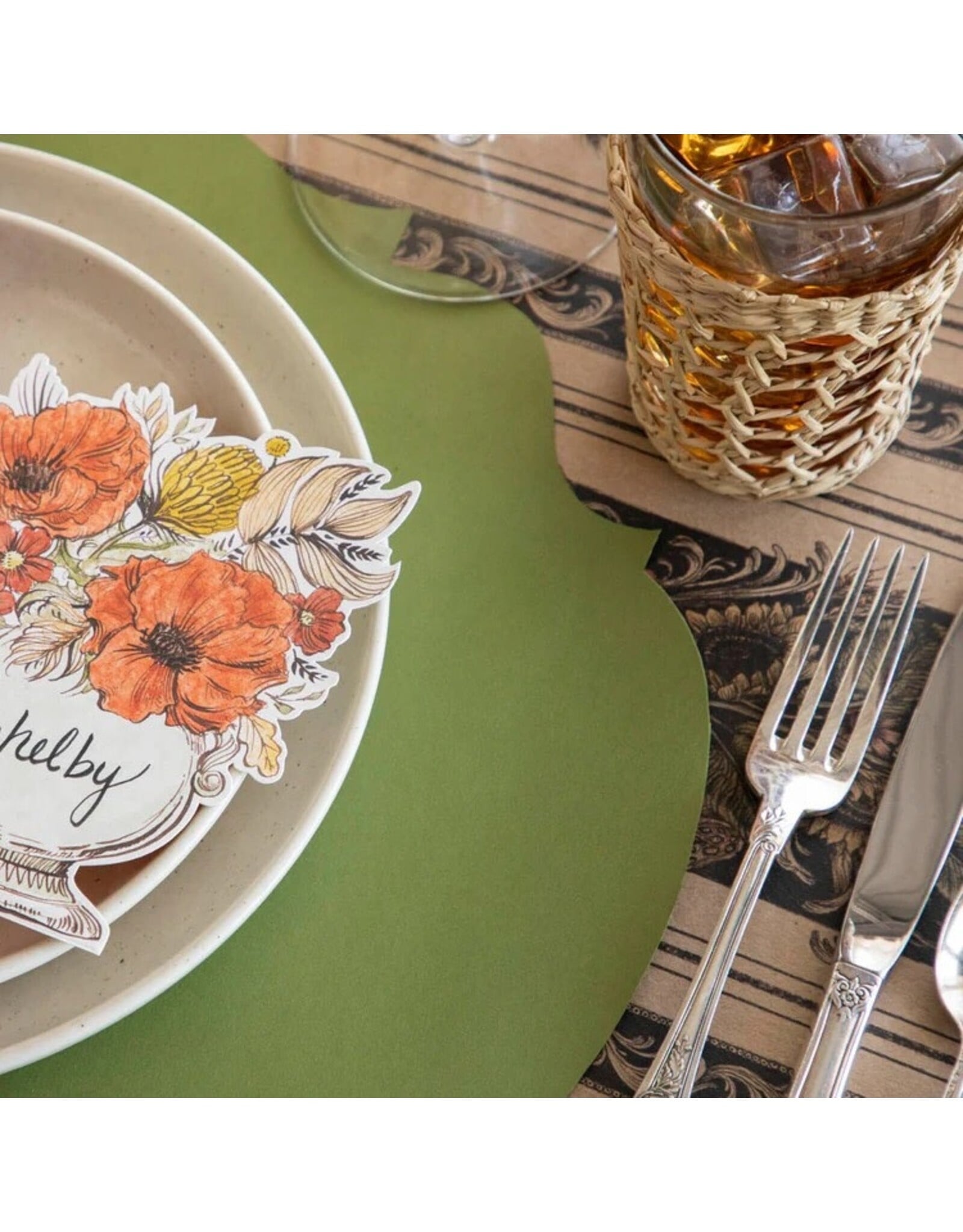 Hester & Cook French Frame Die-cut Placemats 12ct Green