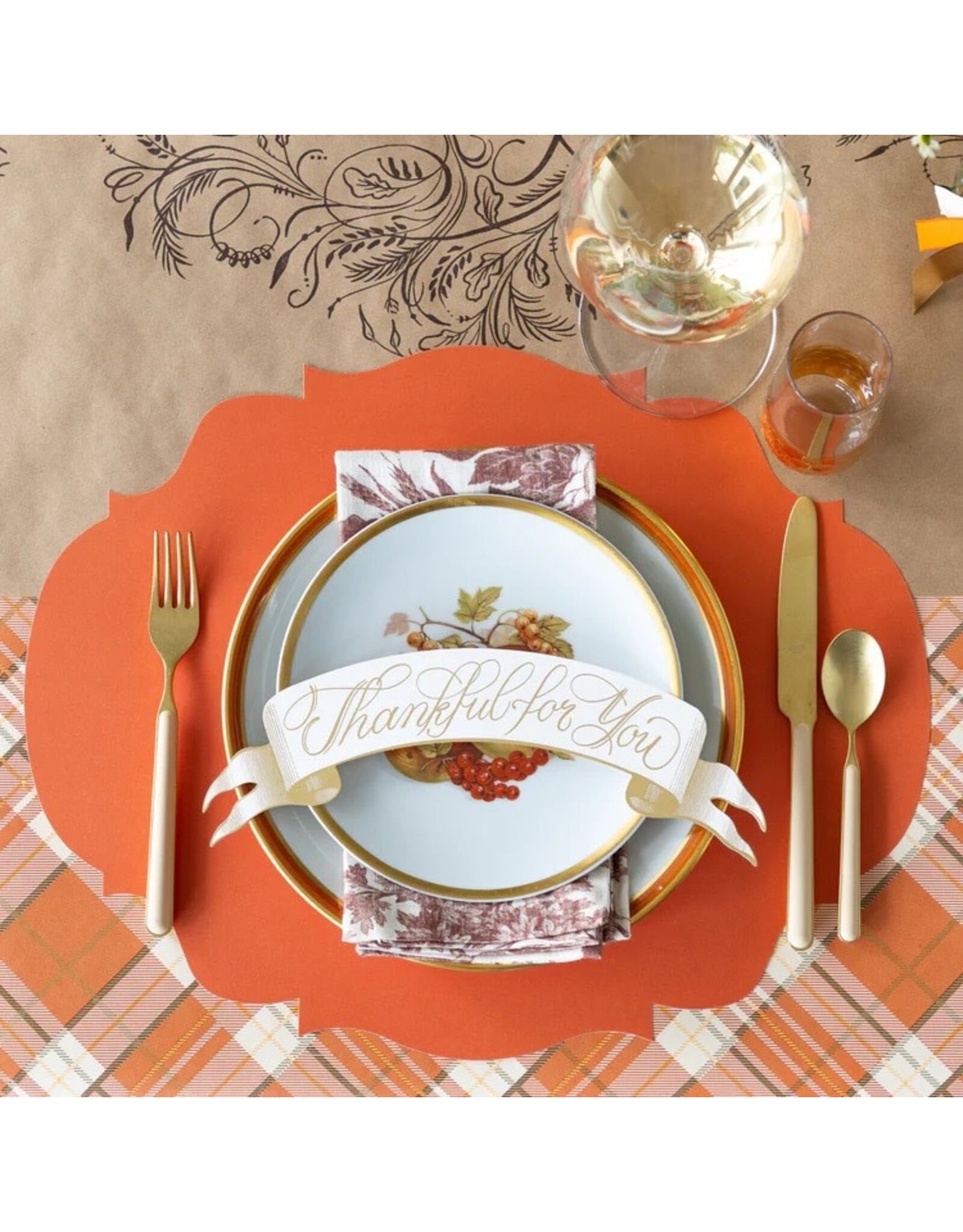 Hester & Cook French Frame Die-cut Placemats 12ct Pumpkin Orange
