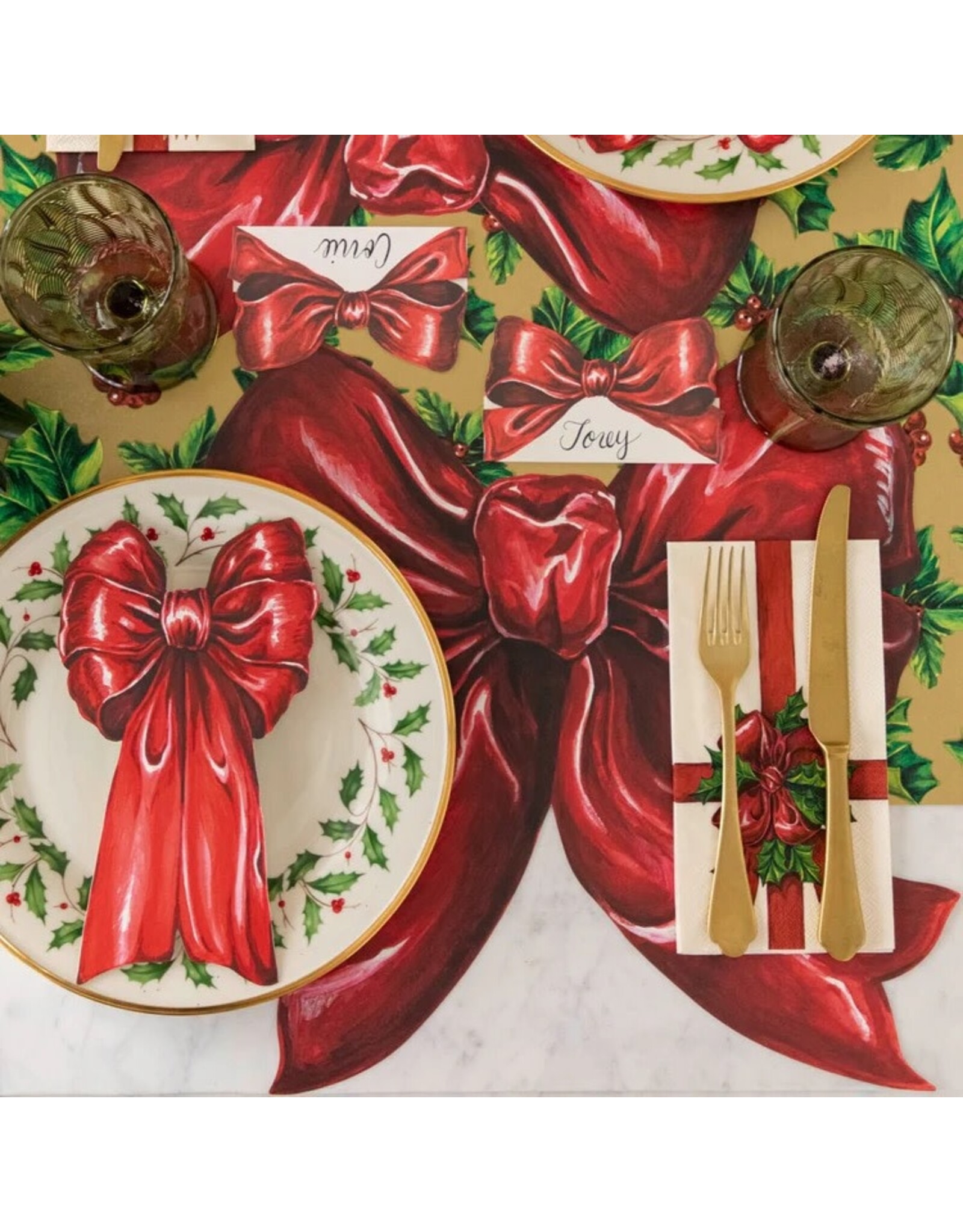 Hester & Cook Table Accent Place Cards Buffet Labels 12p Christmas Bow
