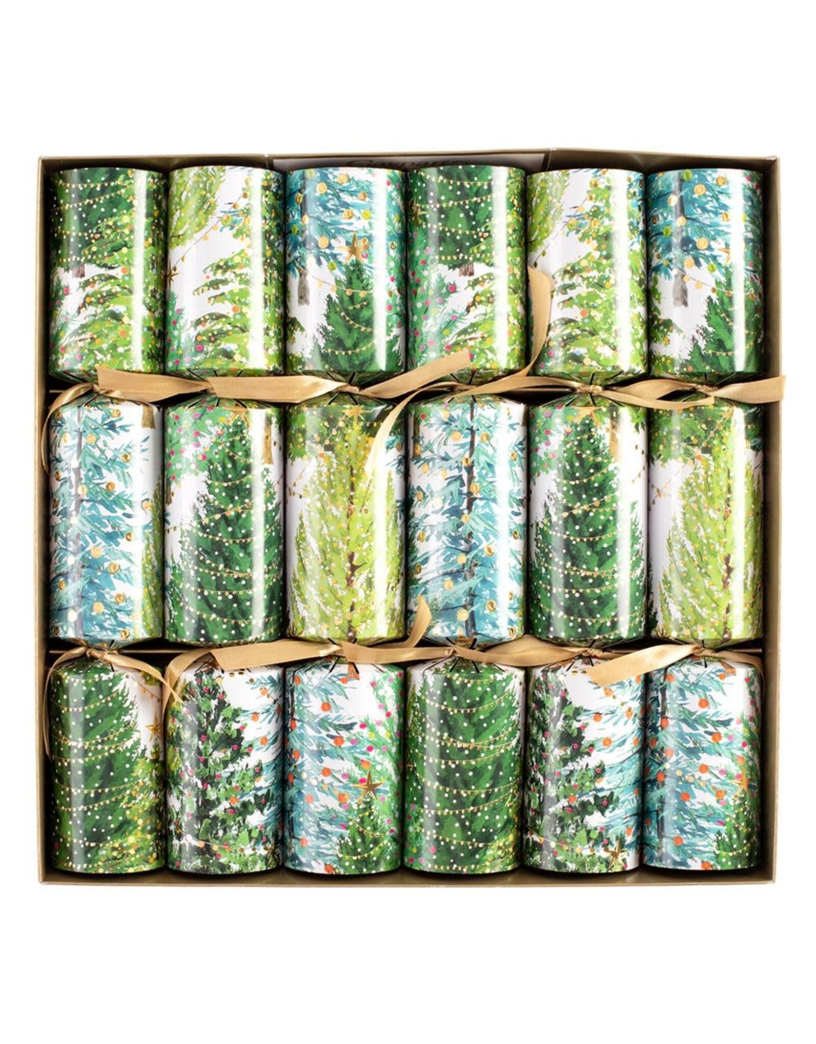 Caspari Celebration Crackers 6pk Christmas Trees With Lights