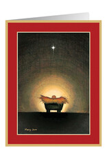 Caspari Boxed Christmas Cards 15pk Star and Creche Cards