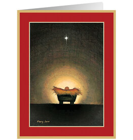 Caspari Boxed Christmas Cards 15pk Star and Creche Cards