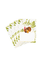 Caspari Thanksgiving Place Cards Tent Style 8pk Turkey Among Ferns Foil