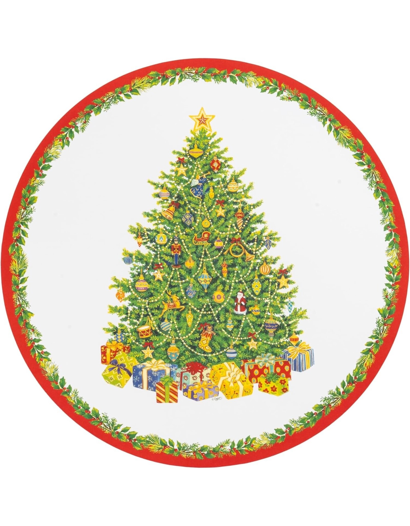 Caspari Christmas Paper Placemats 12pk Round Christmas Tree