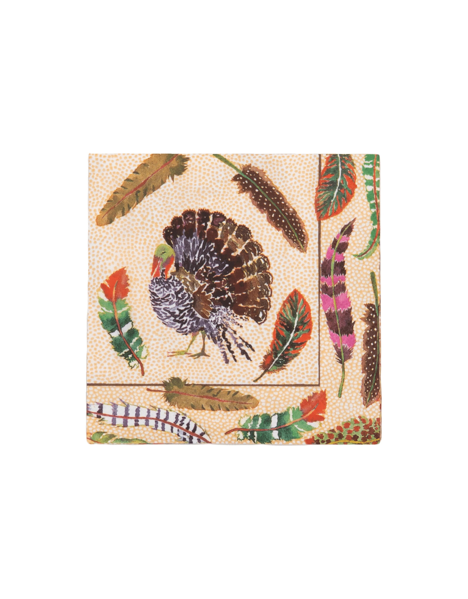 Caspari Thanksgiving Paper Cocktail Napkins 20pk Plumage Turkey