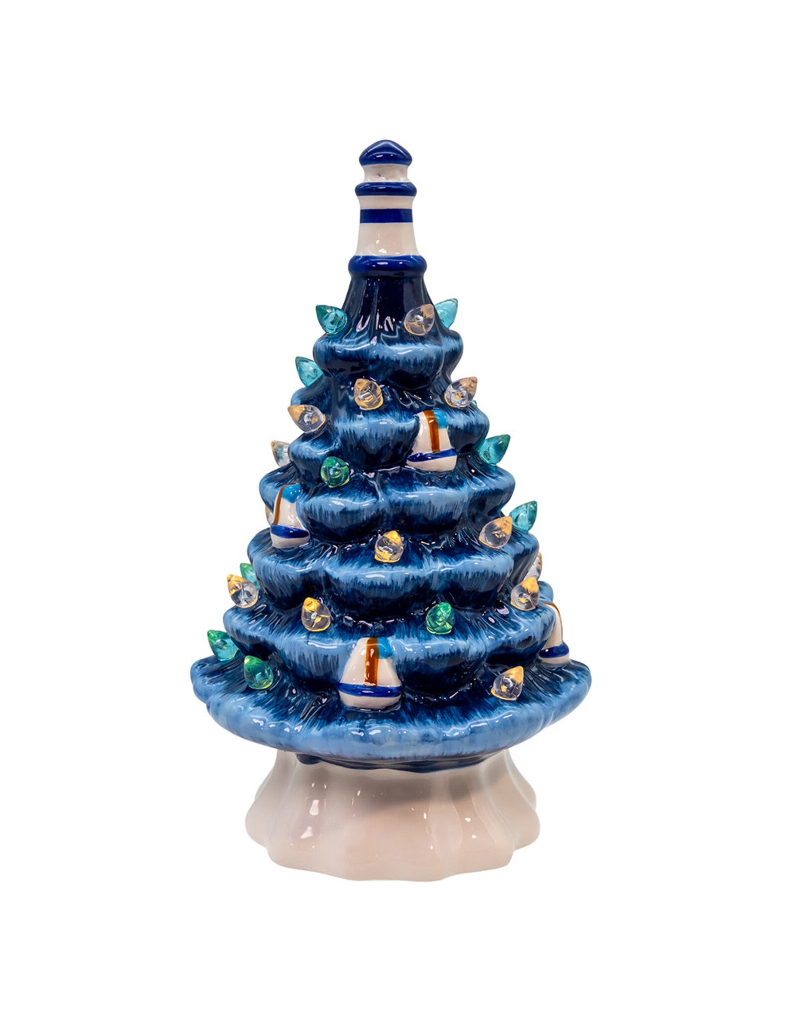Kurt Adler Ceramic LED Coastal Christmas Tree Table Piece