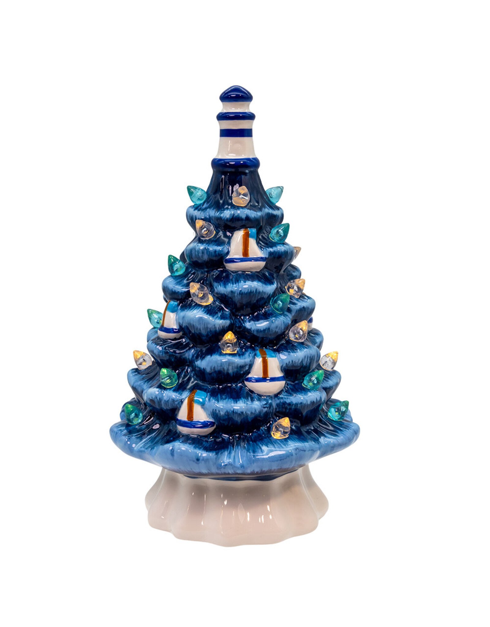 Kurt Adler Ceramic LED Coastal Christmas Tree Table Piece