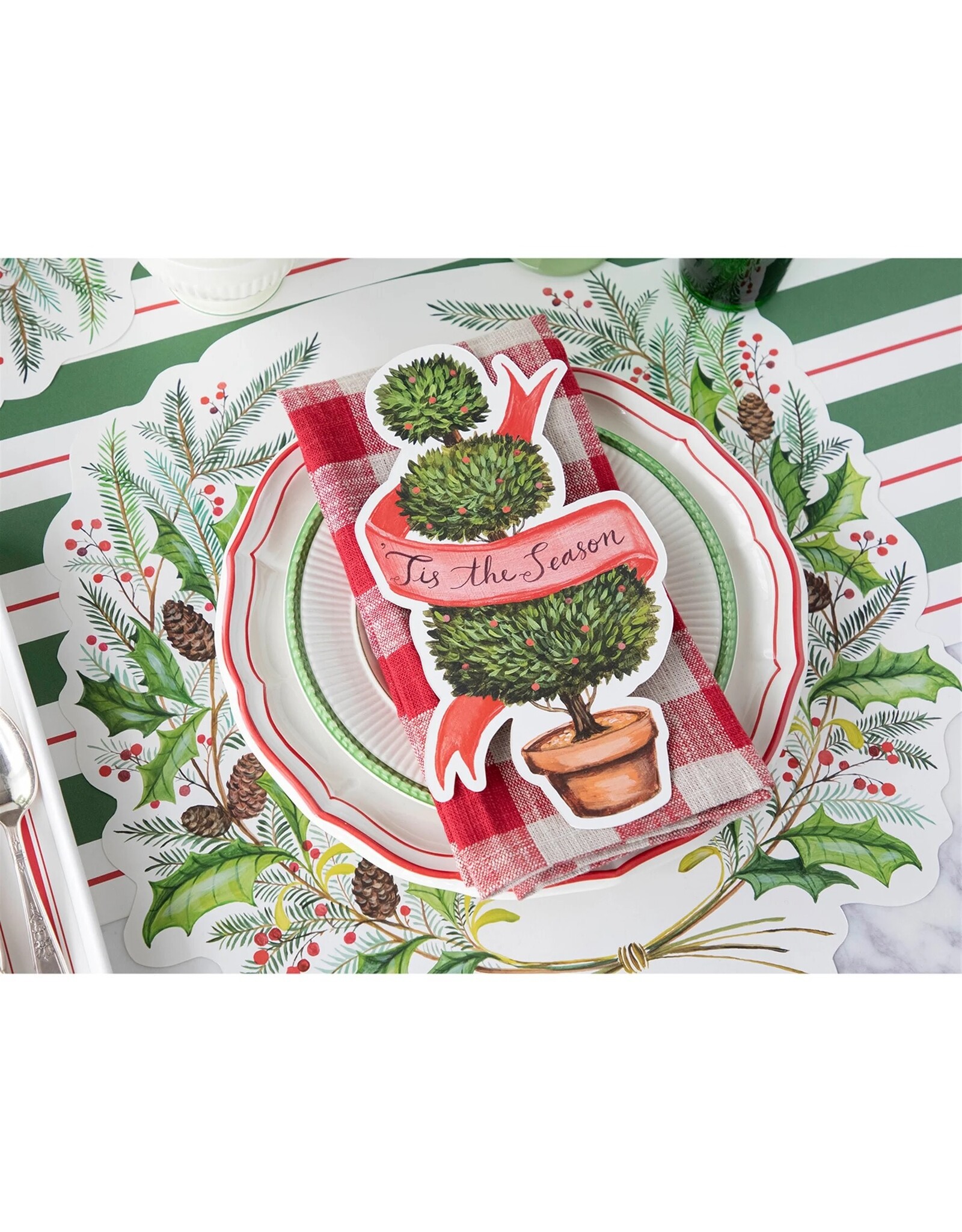 Hester & Cook Table Accents Place Cards Labels 12pk Christmas Topiary