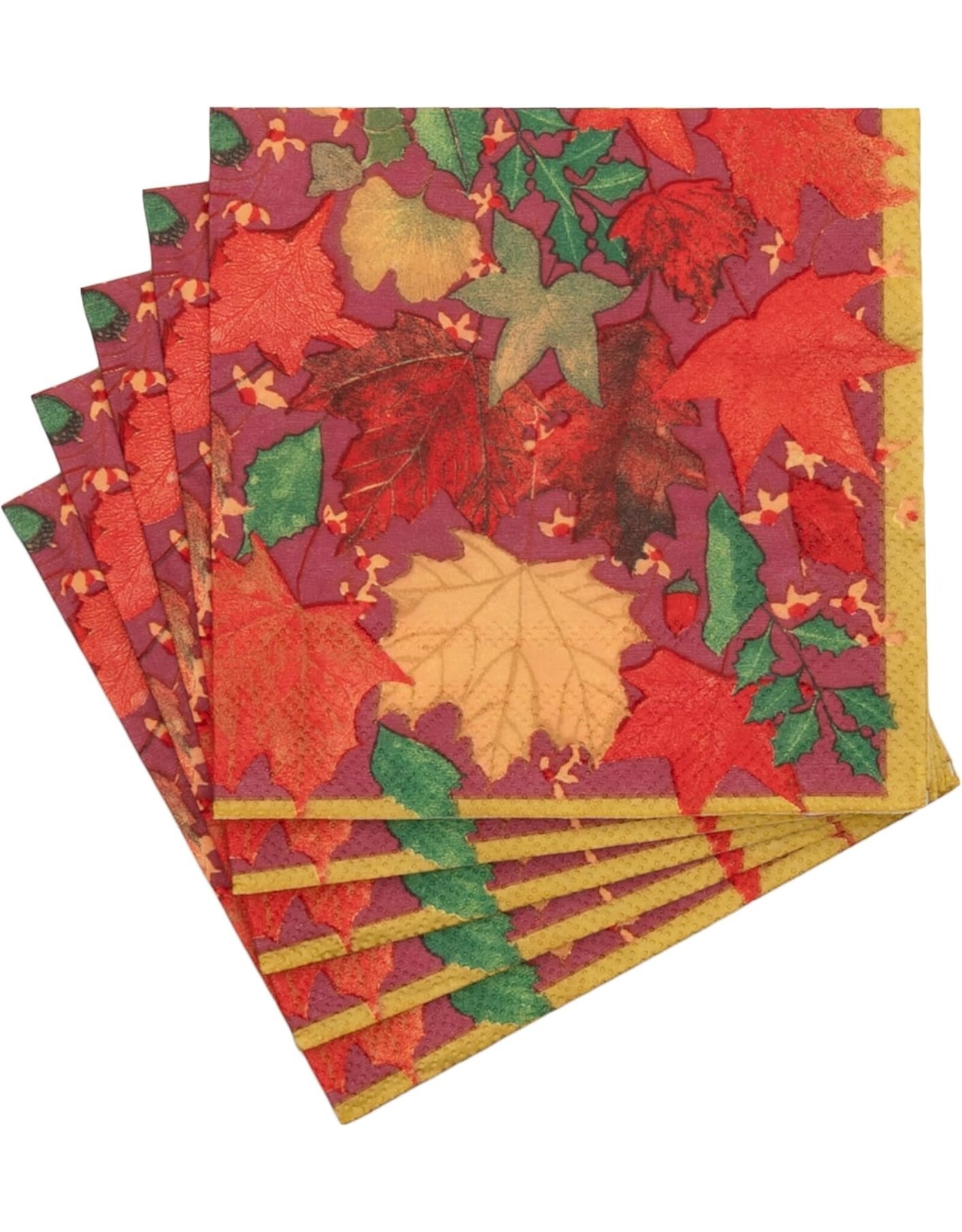 Caspari Thanksgiving Paper Cocktail Napkins 20pk Swirling Fall Leaves