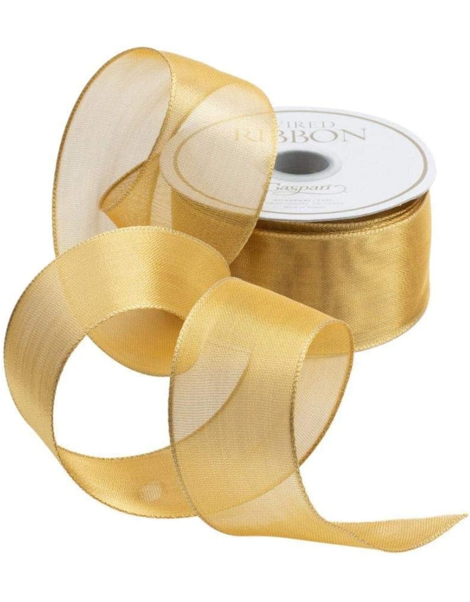 Caspari Ribbon 9 yrds 1.5W Inch Sheer Gold