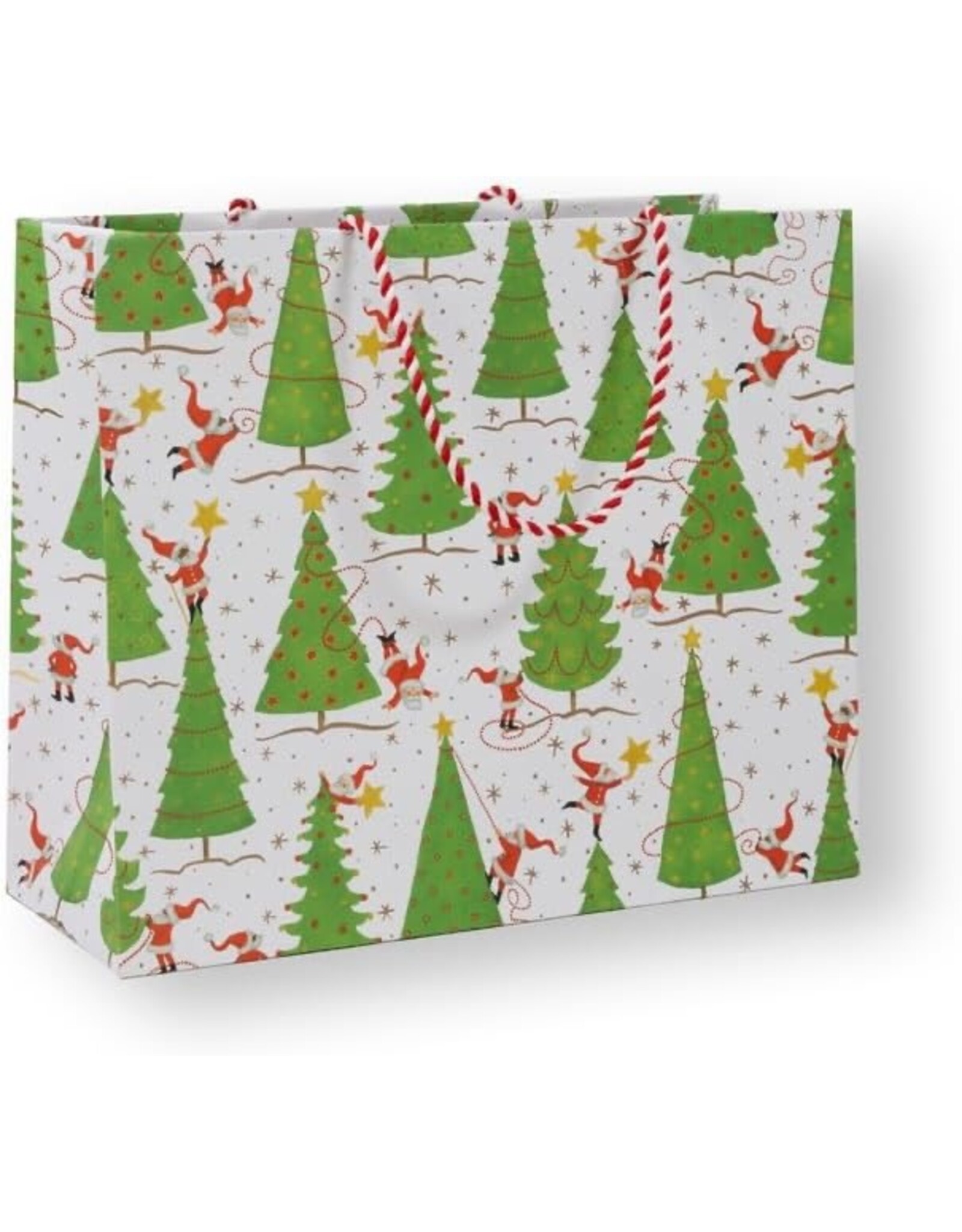Caspari Christmas Gift Bag Large 11.75x4.75x10 Twirling Santas