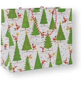 Caspari Christmas Gift Bag Large 11.75x4.75x10 Twirling Santas