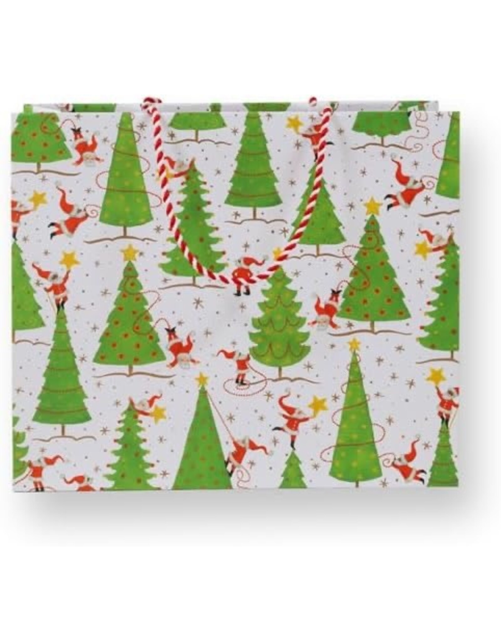 Caspari Christmas Gift Bag Large 11.75x4.75x10 Twirling Santas