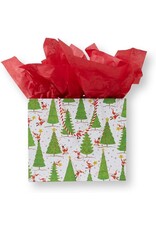 Caspari Christmas Gift Bag Large 11.75x4.75x10 Twirling Santas