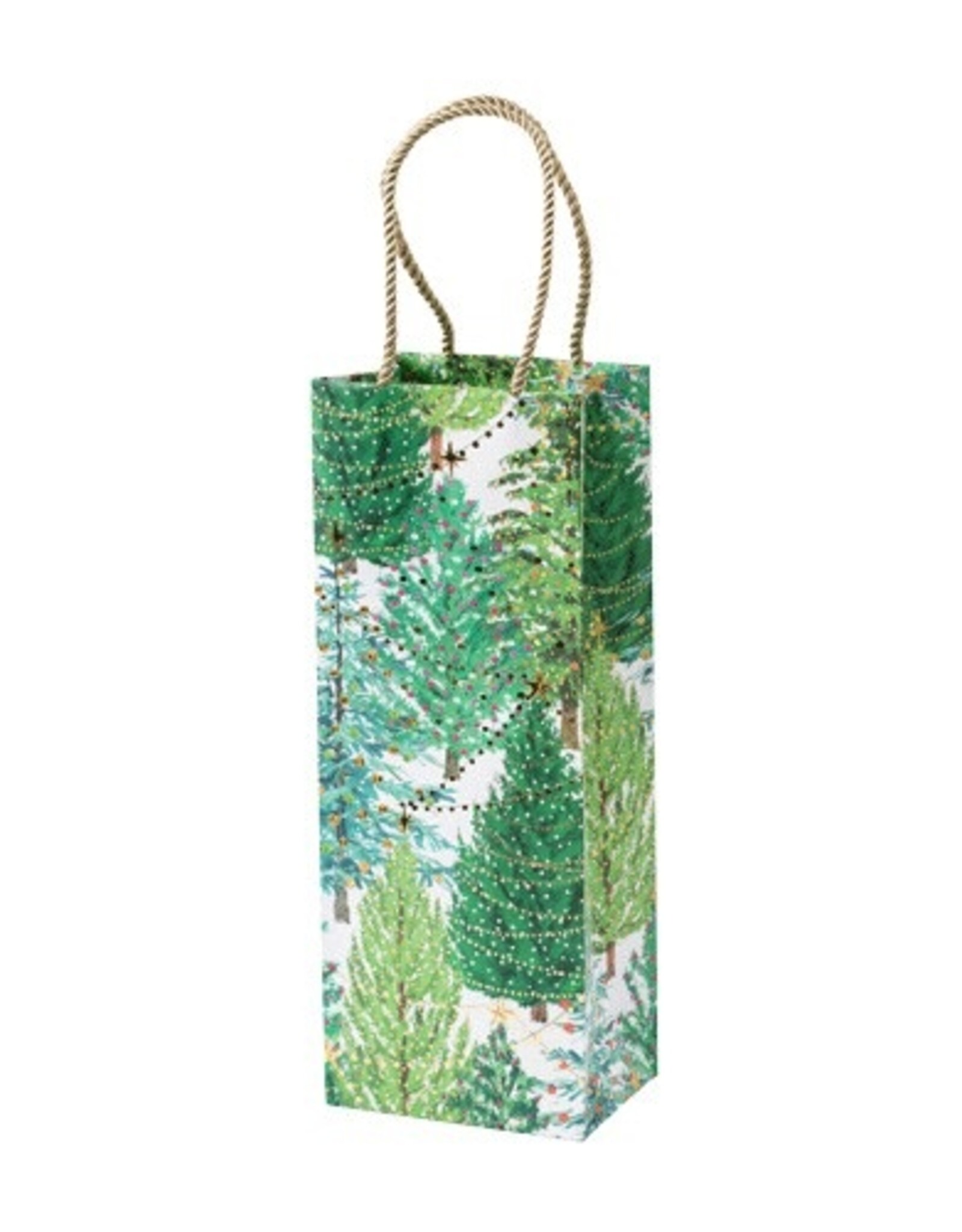 Caspari Christmas Wine And Bottle Gift Bag Trees W Lights