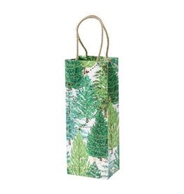 Caspari Christmas Wine And Bottle Gift Bag Trees W Lights