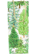 Caspari Christmas Wine And Bottle Gift Bag Trees W Lights