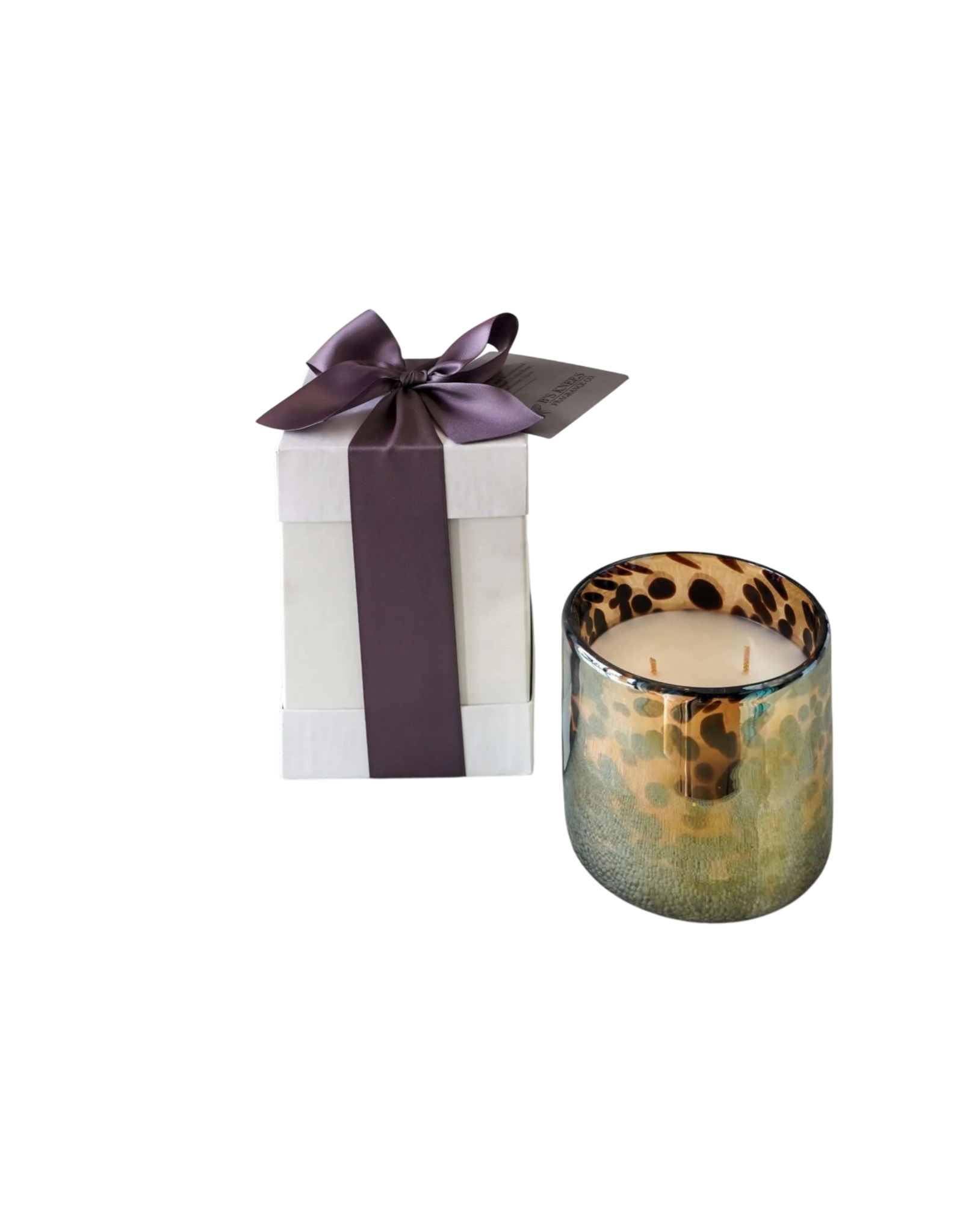 B's Knees Fragrance Candles 2 Wick Brown Tortoise Glass | Slate Scent