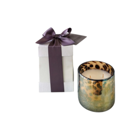 B's Knees Fragrance Candles 2 Wick Brown Tortoise Glass | Slate Scent