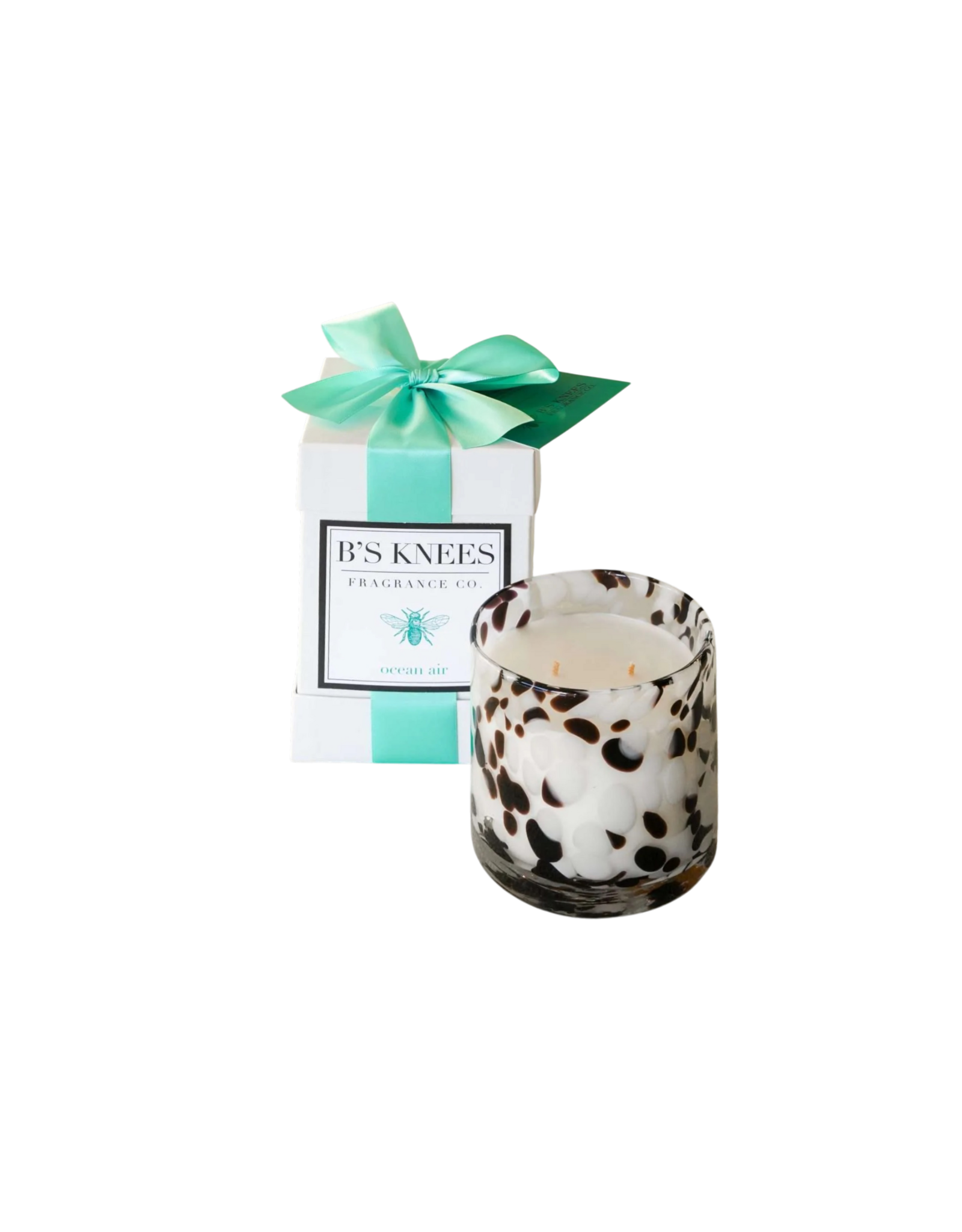 B's Knees Fragrance Candles 2 Wick White Tortoise Glass | Ocean Air