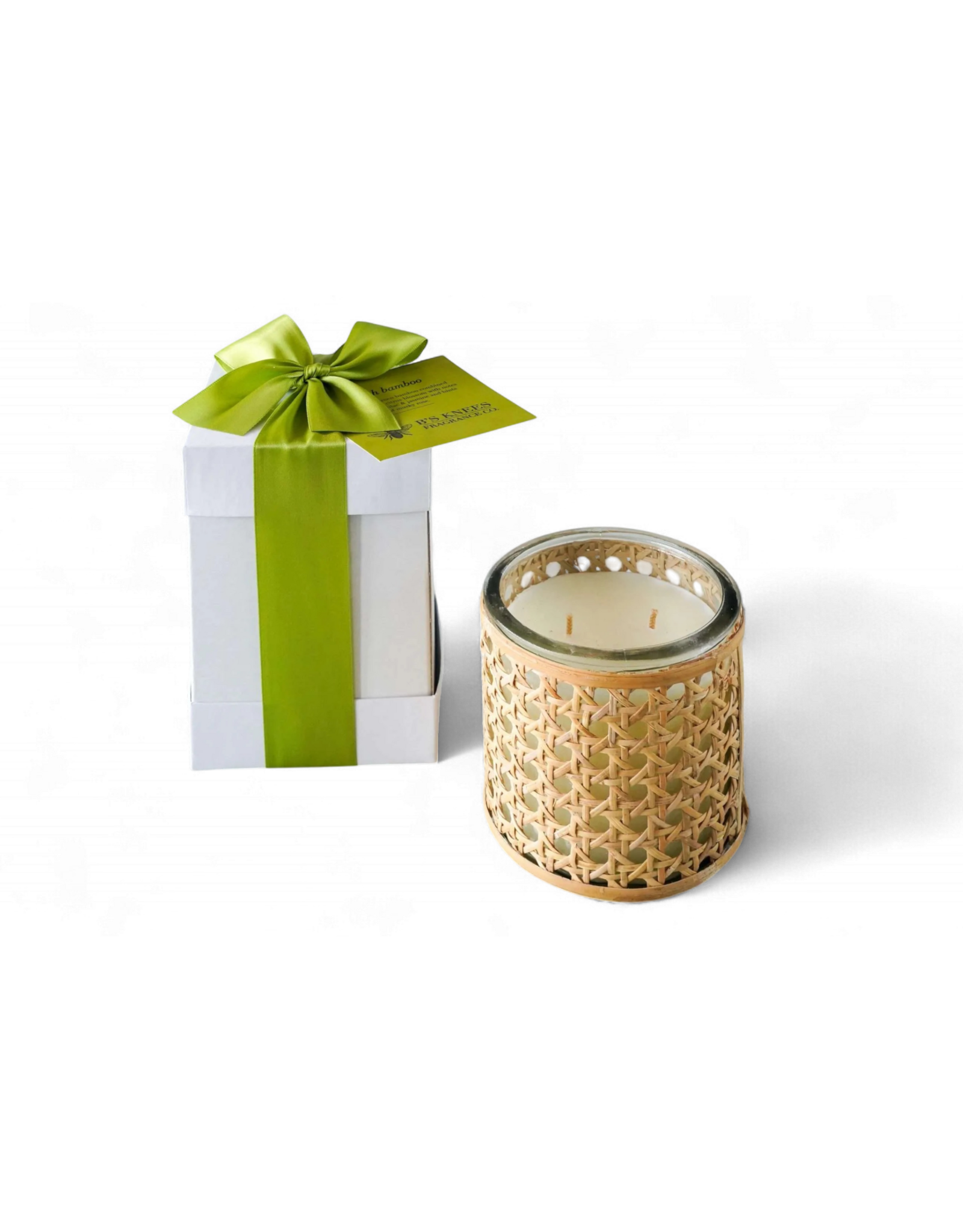 B's Knees Fragrance Candles 2 Wick Basket Weave Glass | Fresh Bamboo