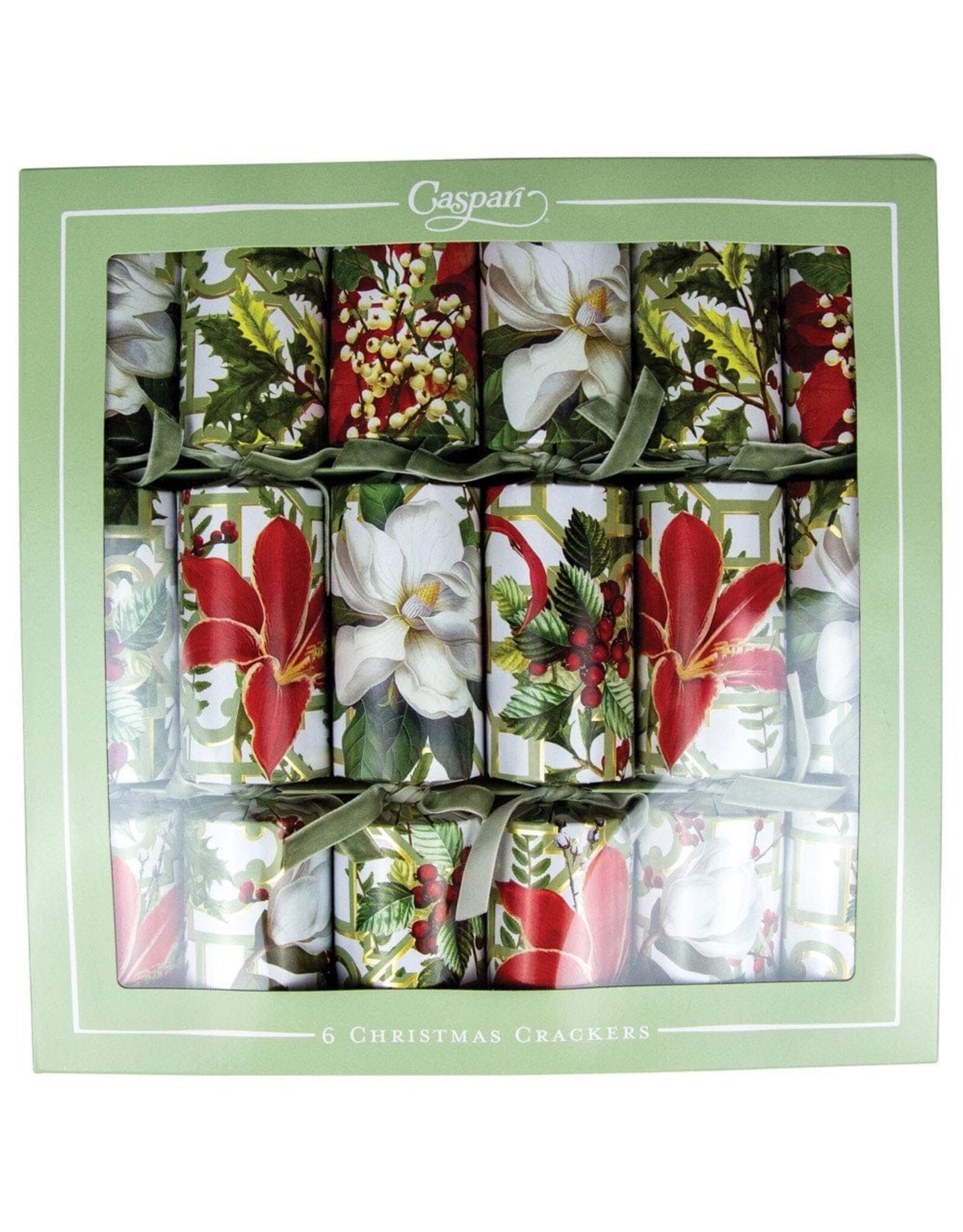 Caspari Celebration Crackers 6pk Christmas Garden