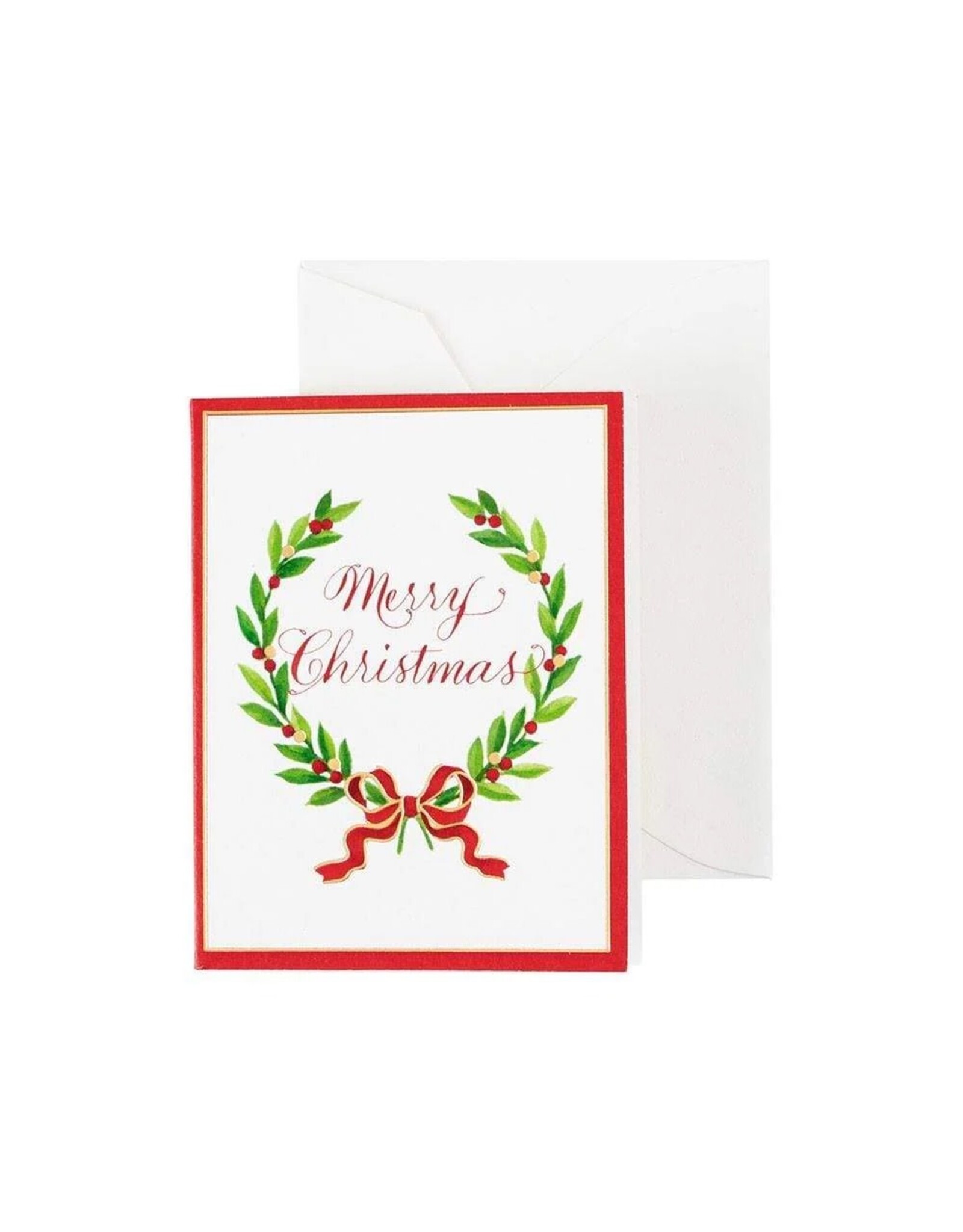 Caspari Laurel Wreath Merry Christmas Gift Enclosure Cards 4pk
