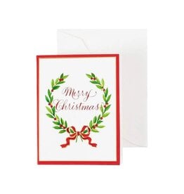Caspari Laurel Wreath Merry Christmas Gift Enclosure Cards 4pk