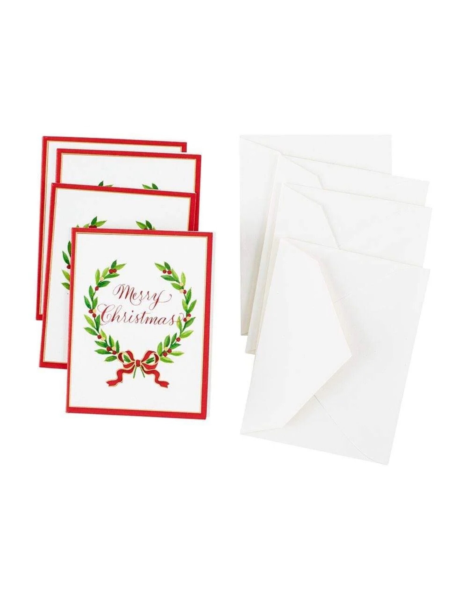 Caspari Laurel Wreath Merry Christmas Gift Enclosure Cards 4pk