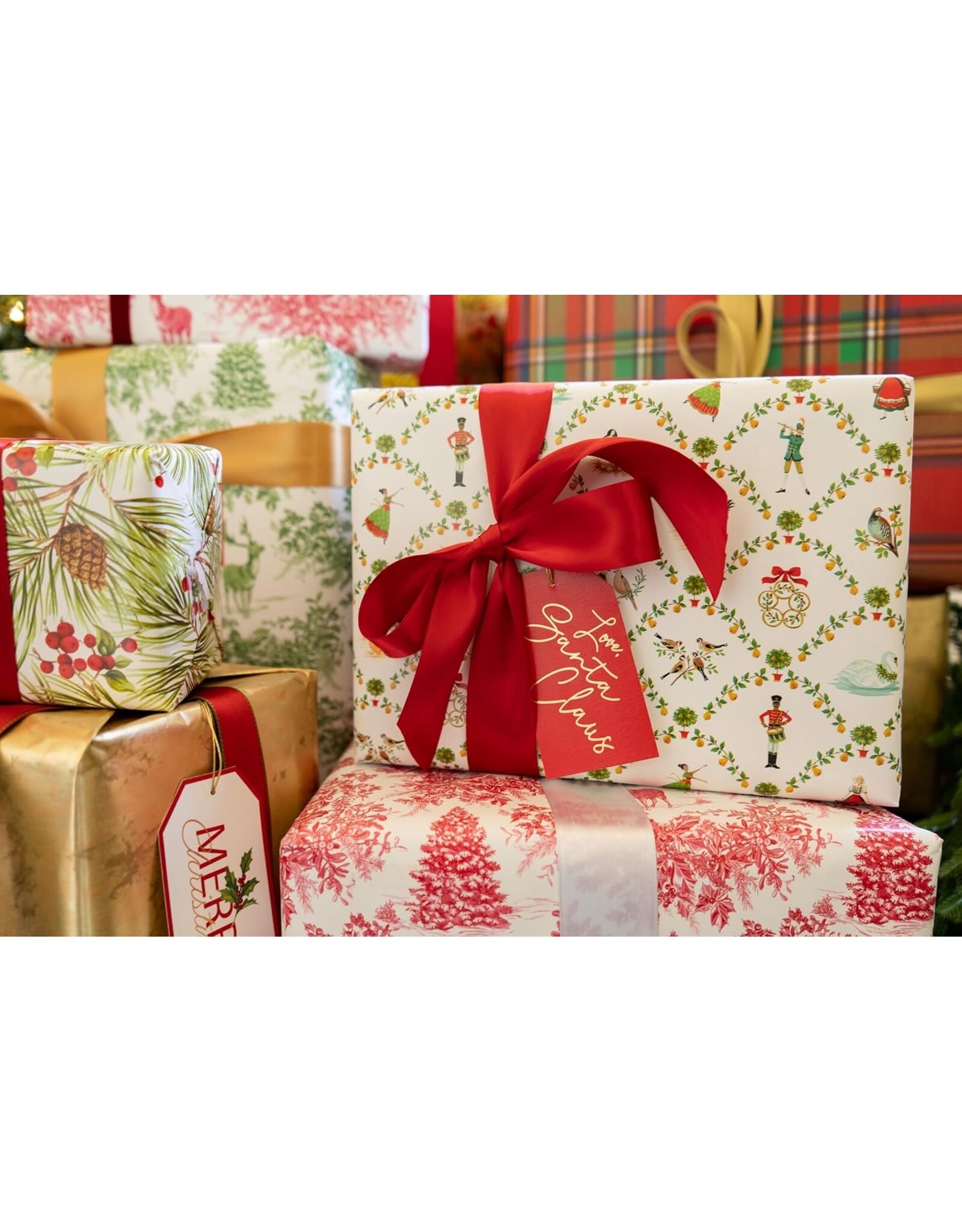 Caspari Christmas Gift Wrapping Paper 8ft Roll On The Twelfth Day