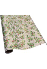 Caspari Gift Wrapping Paper 8ft Roll Holly And Fretwork Caspari Gift Wrapping Paper 8ft Roll Holly And Fretwork