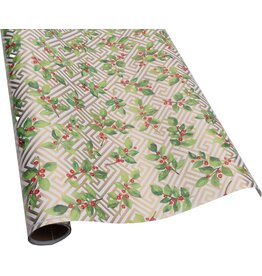 Caspari Gift Wrapping Paper 8ft Roll Holly And Fretwork
