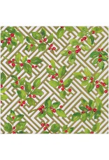 Caspari Gift Wrapping Paper 8ft Roll Holly And Fretwork Caspari Gift Wrapping Paper 8ft Roll Holly And Fretwork