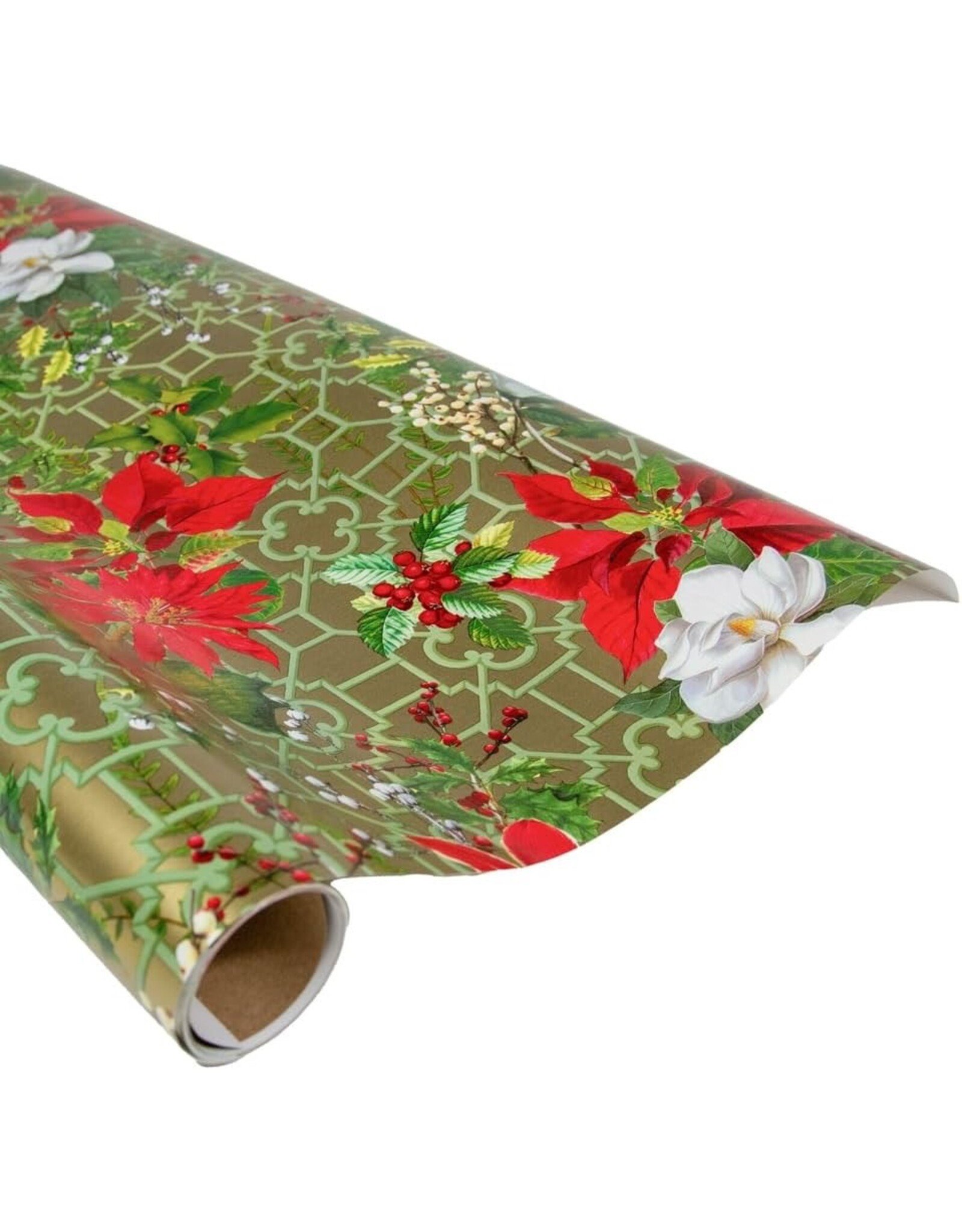 Caspari Christmas Gift Wrapping Paper 8ft Christmas Garden