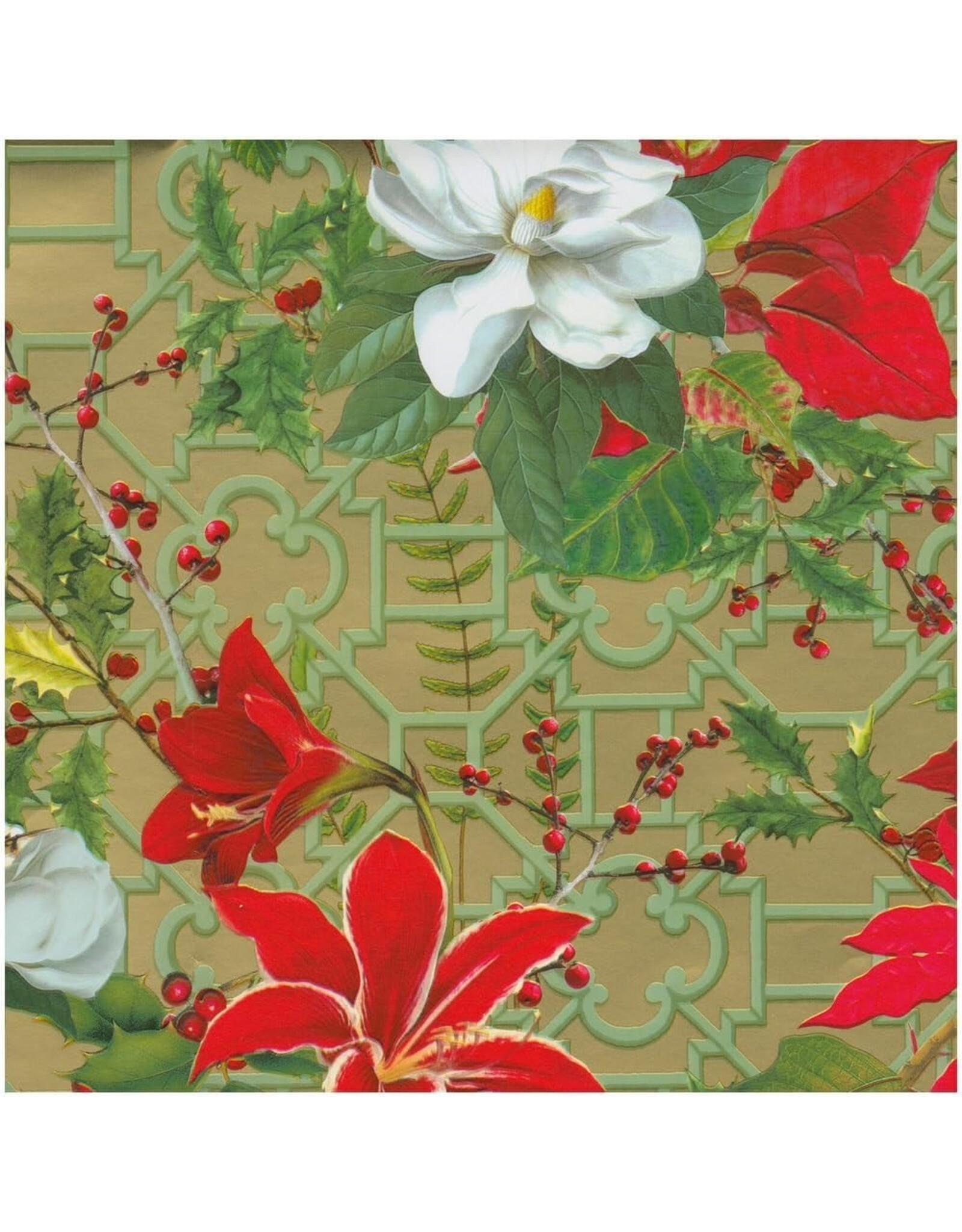 Caspari Christmas Gift Wrapping Paper 8ft Christmas Garden