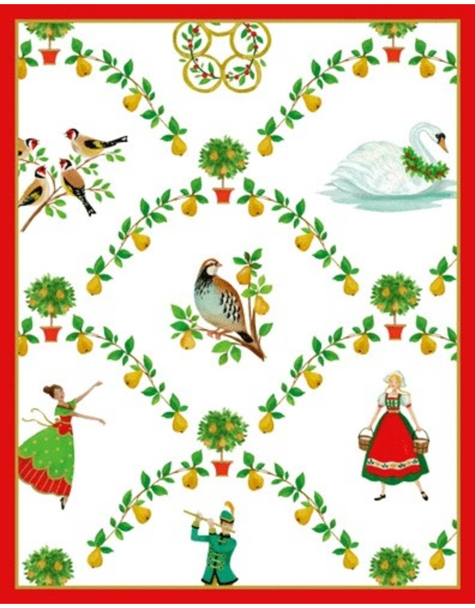 Caspari Boxed Christmas Cards 15pk On The Twelfth Day