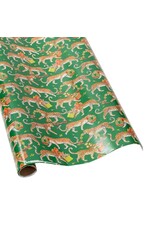 Caspari Christmas Gift Wrapping Paper 8ft Roll Christmas Leopards DG