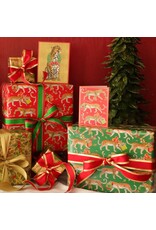 Caspari Christmas Gift Wrapping Paper 8ft Roll Christmas Leopards DG