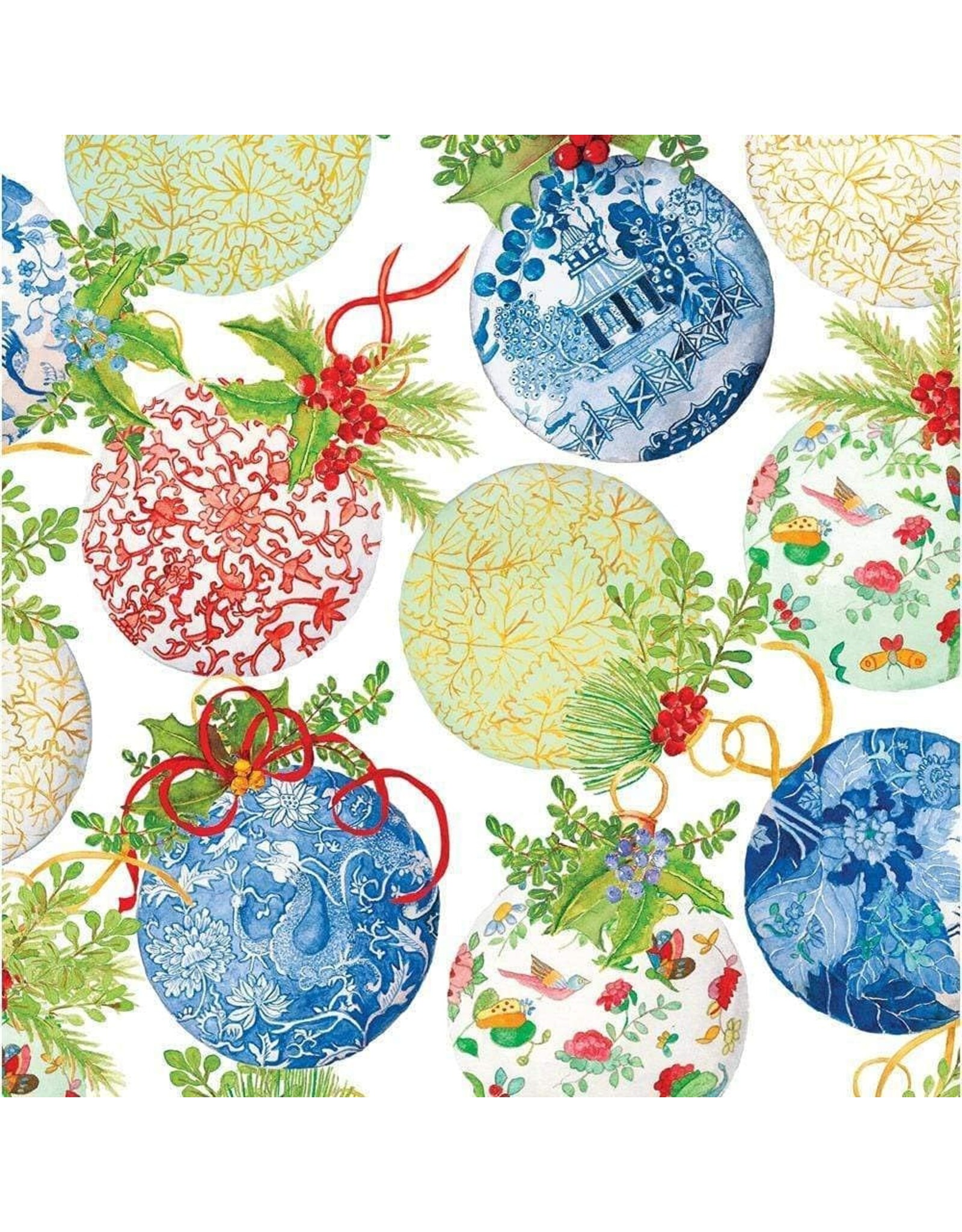 Caspari Christmas Gift Wrapping Paper 8ft Roll Porcelain Ornaments